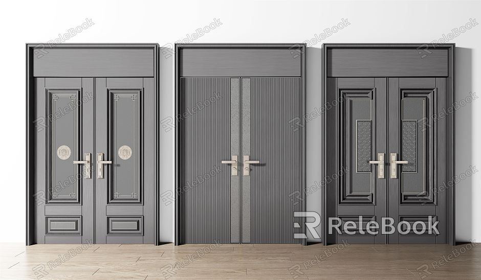 New Chinese-style Double Door Entry Door Double Door Combination model