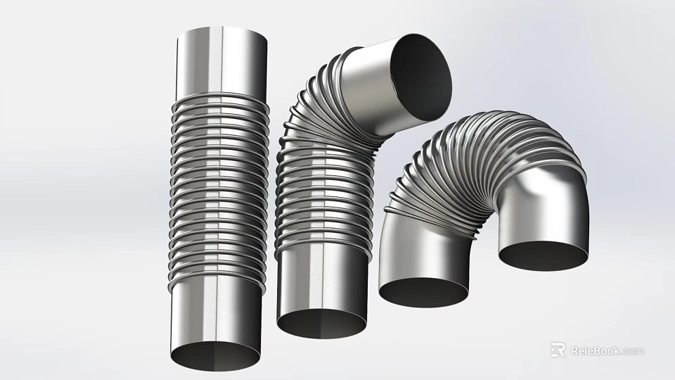 Stainless Steel Corrugated Pipes with Different Bending Angles and Smooth Surfaces 3d model 