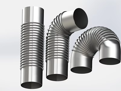Stainless Steel Corrugated Pipes with Different Bending Angles and Smooth Surfaces 3d model