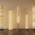 Five Unique Design Floor Lamps Featuring Spiral Wavy White Shades and Metal Bases