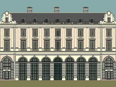European-style office building 3d model