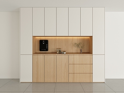 Simple Log Cream Style Sideboard Wine Cabinet Integrated Wall Living Room High Cabinet Tea Cabinet Segmented Storage Cabinet model