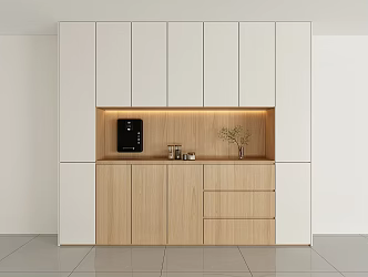 Simple Log Cream Style Sideboard Wine Cabinet Integrated Wall Living Room High Cabinet Tea Cabinet Segmented Storage Cabinet 3d model