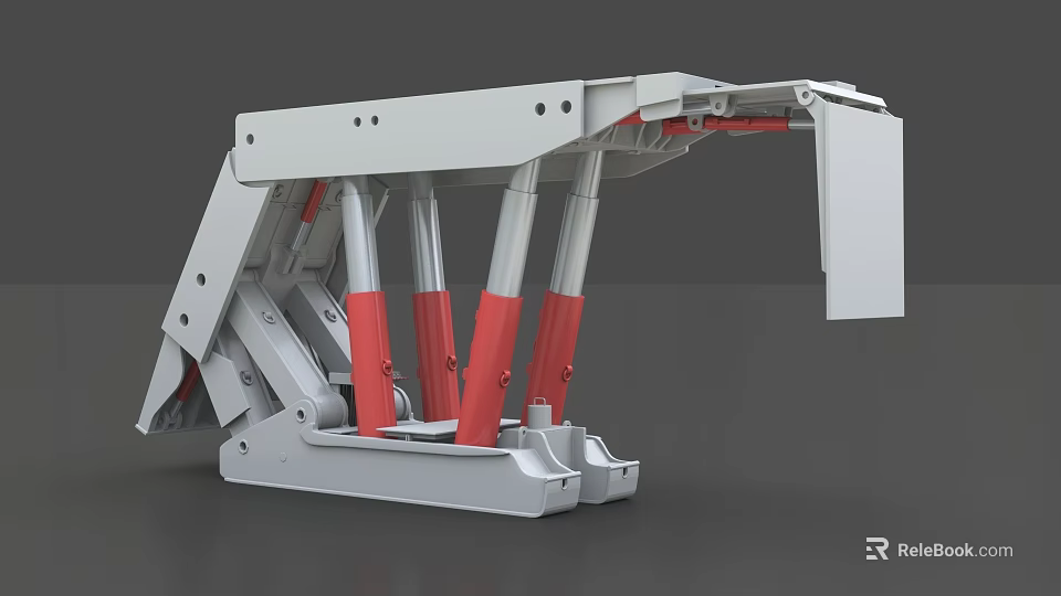 Durable Industrial Equipment Mechanical Structure With White Main Body And Red Support Columns 3d model 