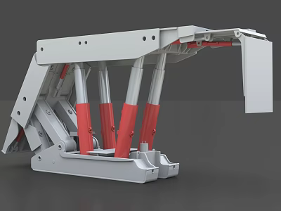 Durable Industrial Equipment Mechanical Structure With White Main Body And Red Support Columns 3d model