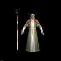 Ancient Elven Mage In Green And White Robe With Intricate Golden Accents And Staff