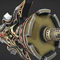 Ornate Medieval Sword With Metallic Finish Red Gemstone And Intricate Carvings