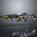 Futuristic Sci Fi Weapon With Metallic Body And Yellow Accents Advanced Design