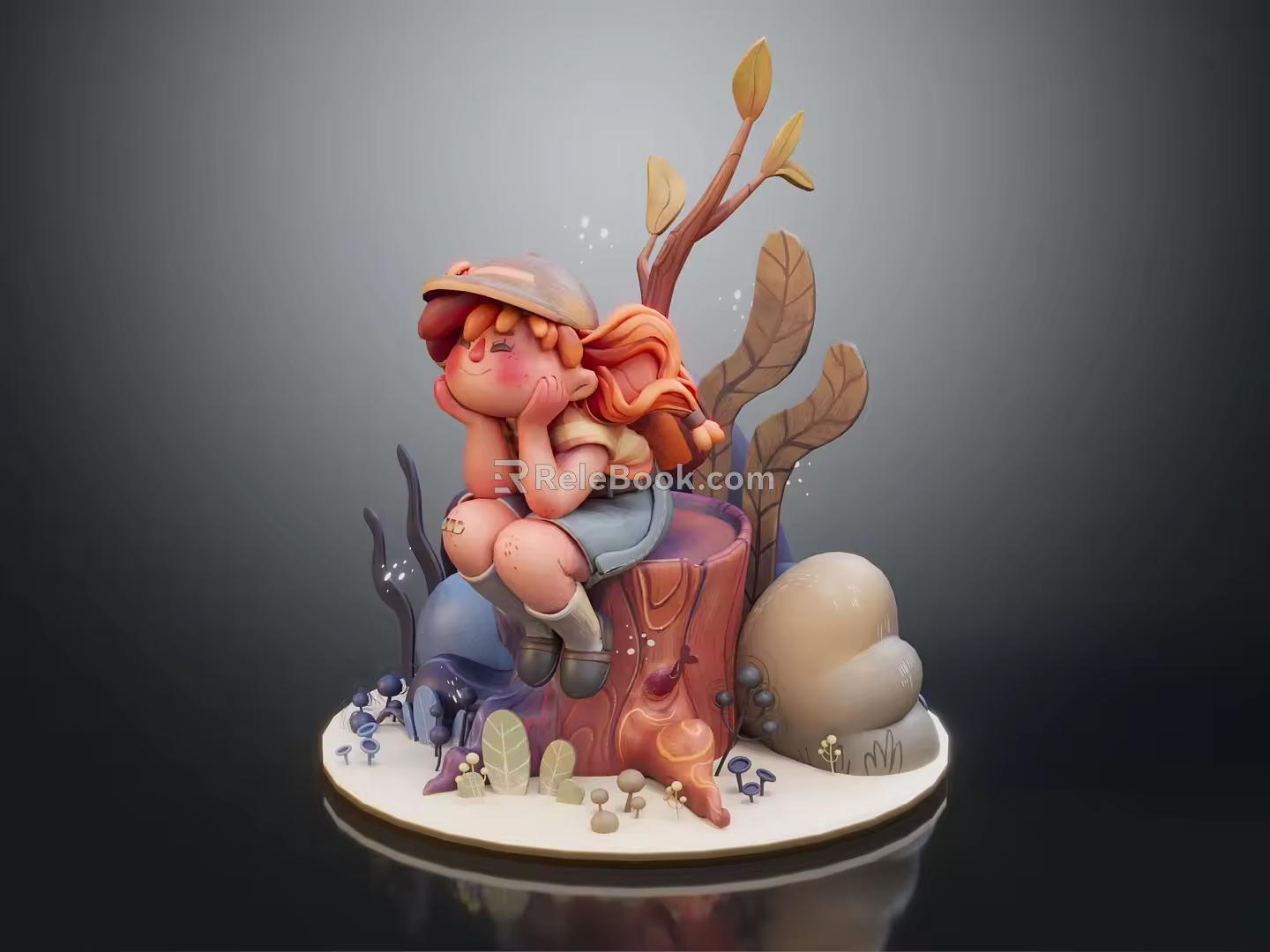 Modern game character girly stump 3d model
