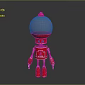 Red Robot Character With White Spherical Head Red Body Silver Arms And Legs Design