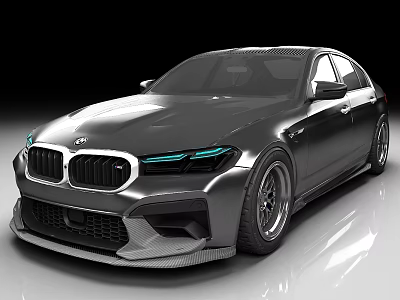 Modern Sleek Sports Car With Silver Exterior LED Headlights And Sporty Wheels 3d model