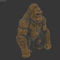 Detailed Bronze Gorilla Sculpture With Muscular Body And Standing Pose