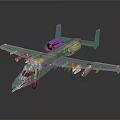 Gray Military Space Plane Model With Twin Engines Shark Mouth And Wing Mounts