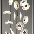 Modern Circular Glass Chandeliers With Metal Frames And Layered Hanging Discs