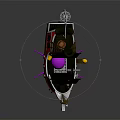 Pirate Ship With Skull Flags Black Flag Red Hull Cage Purple Ball And Yellow Figure