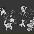 Solid Wood Table and Chair Set with Rectangular Table and Four Dining Chairs