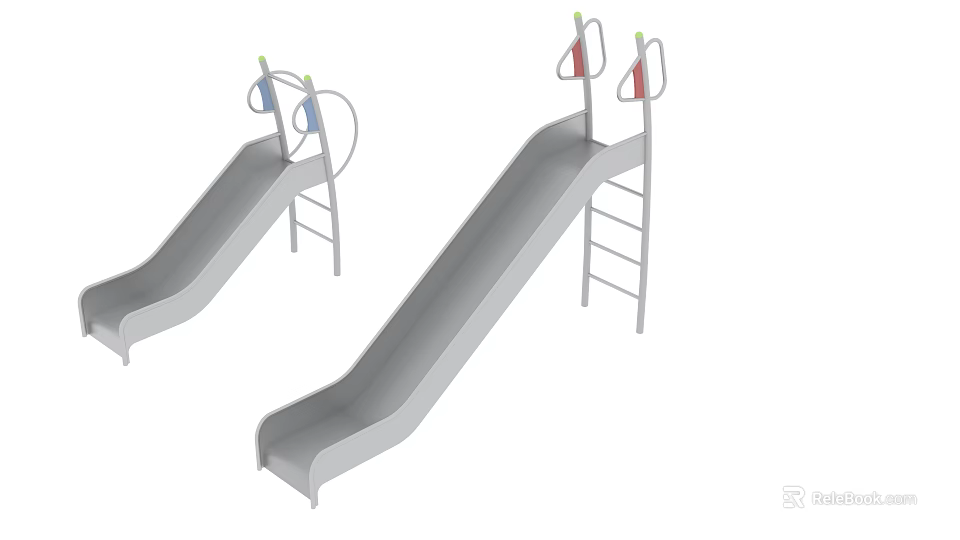 Durable Metal Playground Slides With Ladder Access And Safety Handrails 3d model 