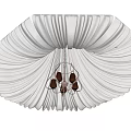 Elegant White Pleated Curtain Design With Hanging Chandelier In Center