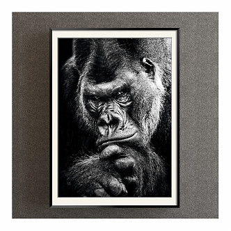 Modern Animal Painting Simple Black and White Children's Room Animal Orangutan Decorative Painting 3d model