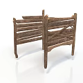 Rustic Wooden Fence Structure With Crossed Planks And Support Posts
