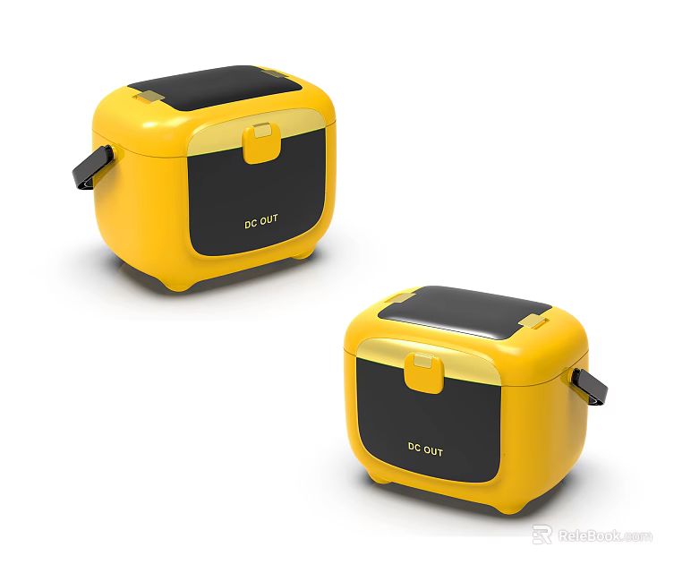 Two Yellow Hardware Tool Storage Boxes With Black Lids And Portable Handles 3d model