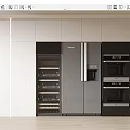 Modern Kitchen Appliances Featuring Built In Stainless Steel Refrigerator Wine Cooler And Ovens