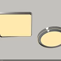 Modern Square and Round Ceiling Lights with Brown and Gray Frames and White Panels 3d model