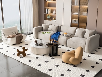 Modern Sofa Coffee Table Combination Poltrona Lazy Sofa Carpet Ornaments Toy Dog model