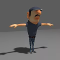 Cartoon Doll With Blue Cap Big Nose Mustache Dark Blue T shirt And Arms Outstretched
