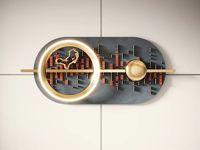 Modern Wall Decor With Gold Circular Frame And Geometric Pattern Design 3d model