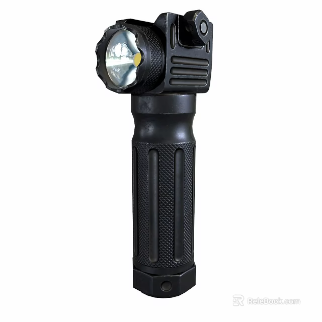 Black Flashlight With Textured Grip LED Light Head And Durable Body Design 3d model 