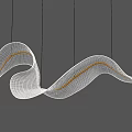 Contemporary Wave Shaped Pendant Light With Grid Structure Illuminating Modern Interior Space