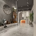Modern Clothing Store Interior With Clothing Racks Sofas Round Rug And Decorative Mirrors