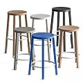 Stylish Bar Stools In Various Colors With Wooden Legs And Metal Rings