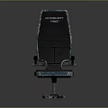Ergonomic Modern Office Chair With Gray Cushion Blue Trim And Circular Base