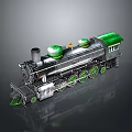 Vintage Steam Train Model With Green Roof Black Chimney And Silver Body Details
