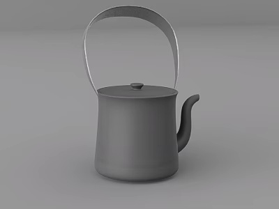 Modern Gray Teapot With Curved Handle And Minimalist Design 3d model