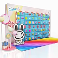 Colorful Candy Themed Panel With Rabbit Doll Lollipops And Rainbow Mat 3d model