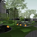 Tranquil Residential Landscape With Winding Pathways Circular Lawns Seating And Green Spaces