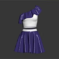 Elegant One Shoulder Purple Ruffle Skirt With White Top Fashion Design