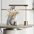 Modern Desk And Chair Set With Wooden Tabletop Cylindrical Legs Gray Office Chair And Bookshelves