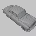 Blue Vintage Car With Classic Design Rounded Body And White Wall Tires
