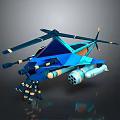 Detailed Sci Fi Helicopter 3D Model With Futuristic Blue Design Rotors And Weapons