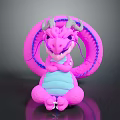 Cute Pink Dragon Character Toy Figure With Blue Belly And Gray Horns