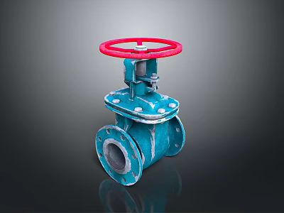 Industrial Valve With Blue Body And Red Handwheel For Industrial Systems 3d model