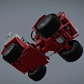 Red And White Lawn Mower With Black Seat And Steering Wheel Design