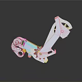 3D Modeled Metal Mechanical Part Featuring Joints Holes And Colored Details