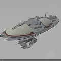 Futuristic Interstellar Spaceship With Sleek Metallic Exterior And Red Accents For Space Exploration