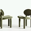 Modern Minimalist Leisure Chairs Brown and Green with Curved Backrest Round Seat Straight Legs
