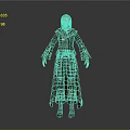 3D Model Of Game Movie Character Wearing Brown Robe With Gray Hair And Yellow Trim